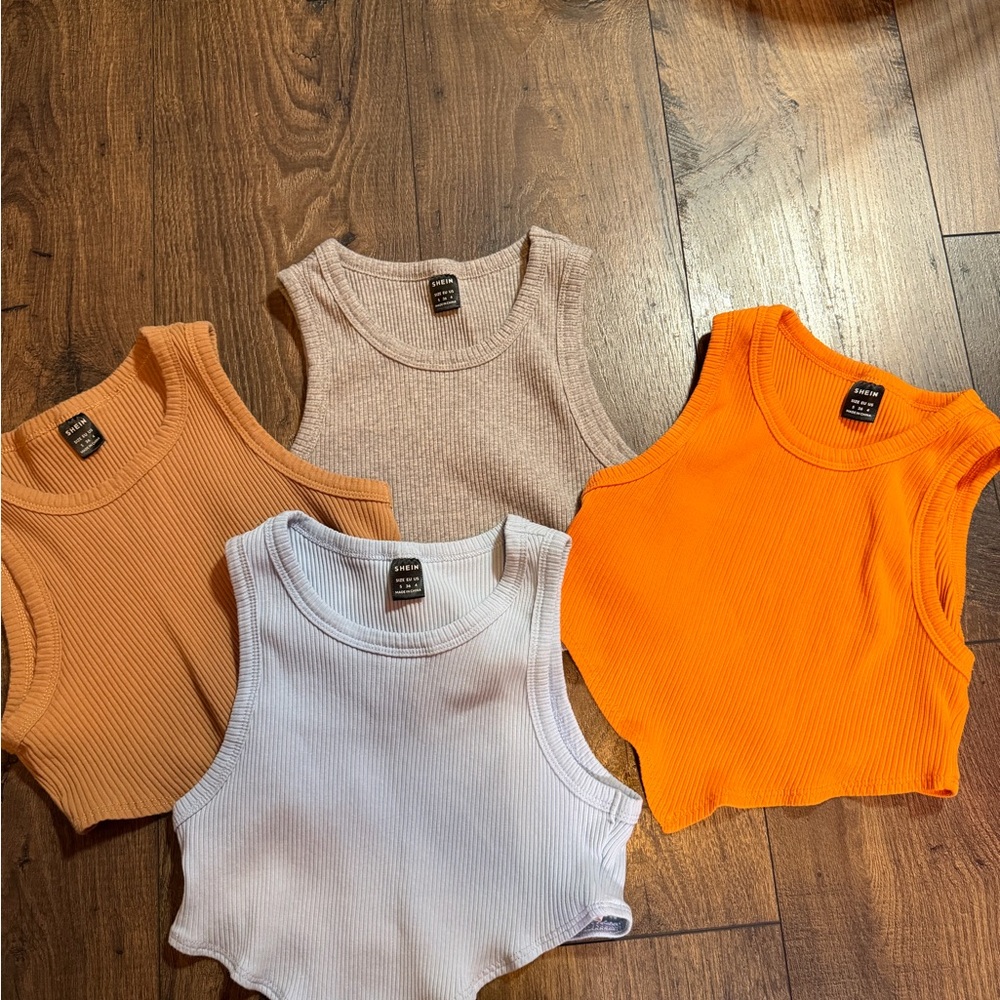 SHEIN Set of 4 Ribbed Crop Tank Tops - Women’s Small